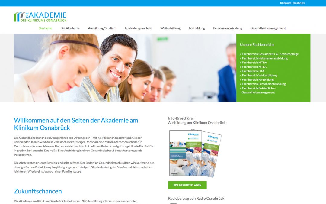 Neue Webseite für die Akademie des Klinikum Osnabrück von team4media