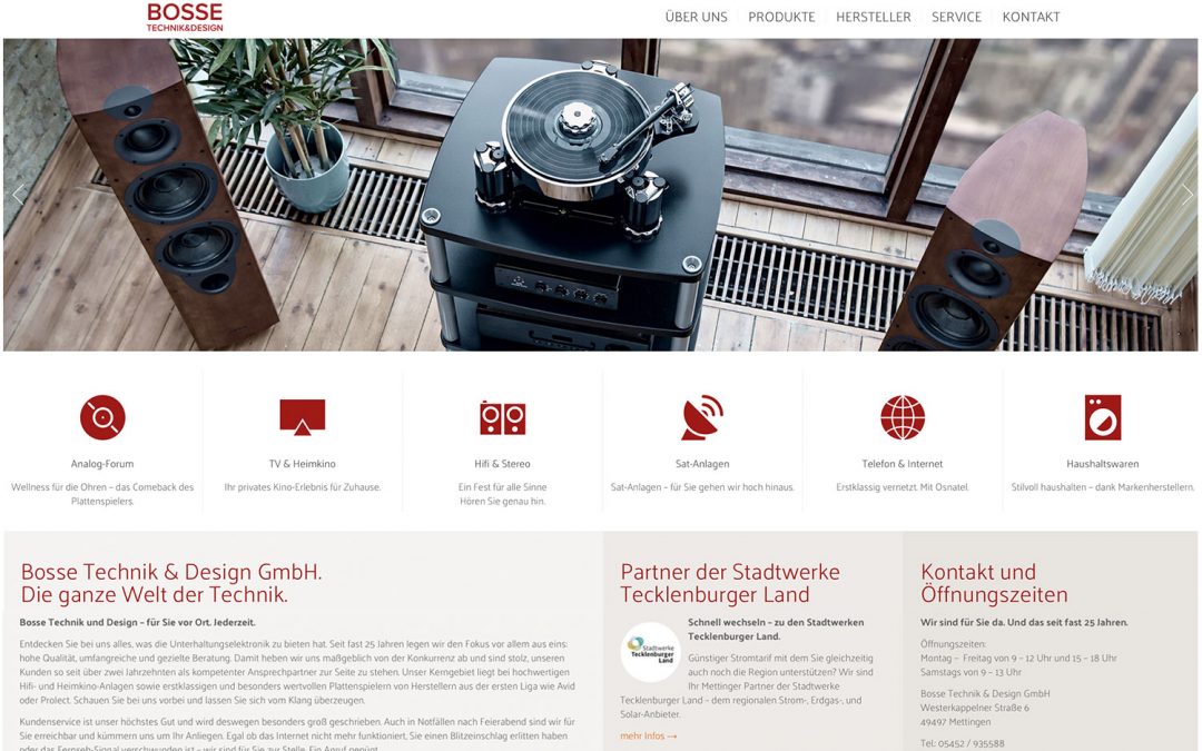 Neue Webseite für Bosse Technik & Design von team4media